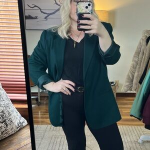 Vintage 90s 100% wool Sag Harbor boyfriend blazer jacket sz XL hunter green